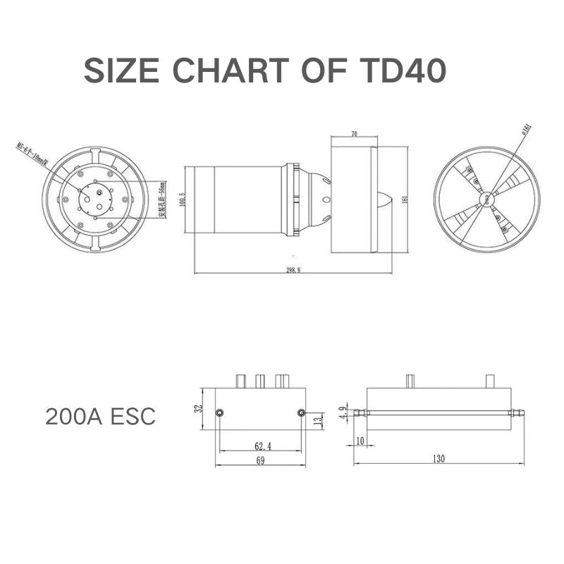 TD40 All Metal Underwater Thruster 50V 40kg 3500W for Electric Yacht ...