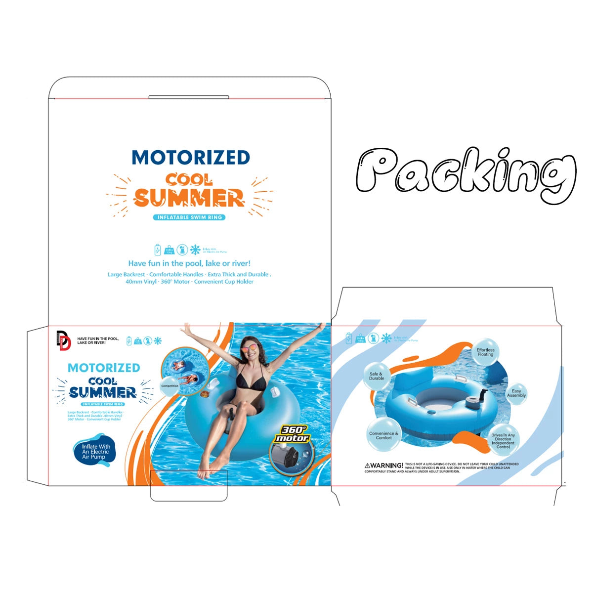 TX6626-A 360° Motorized Pool Float – Inflatable Pool & Beach Electric ...