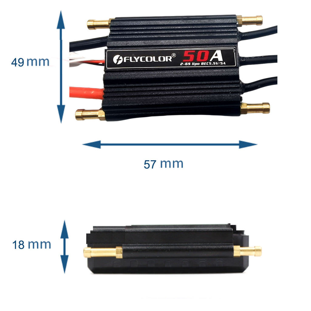 Flycolor 50A Electronic Speed Controller Waterproof Brushless ESC | Ho ...