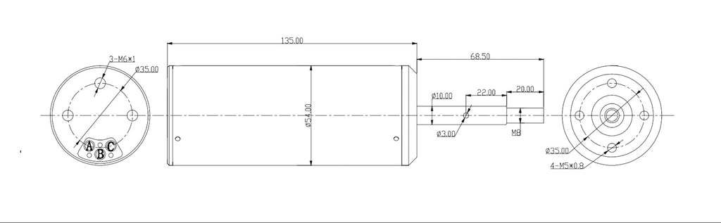 DW54135 12-60V 3500W IP68 Leistungsstarker wasserdichter bürstenloser Motor | Hobbywater